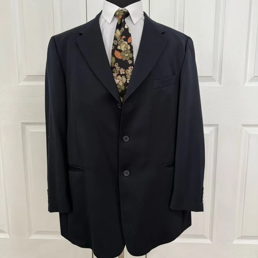 Murano Italy Men's Navy 100%Wool Super 100's Sportscoat Blazer Size 48R